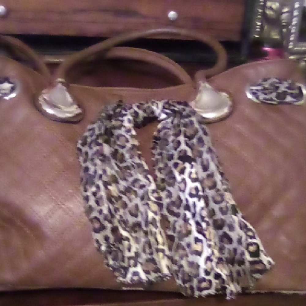 Fantastic Oversized Boho Bag  Satchel With  Animal Print Scarf .